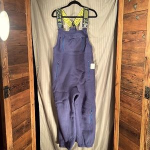 Free People Movement “Hit the Slopes” Navy fleece Bib Overalls
